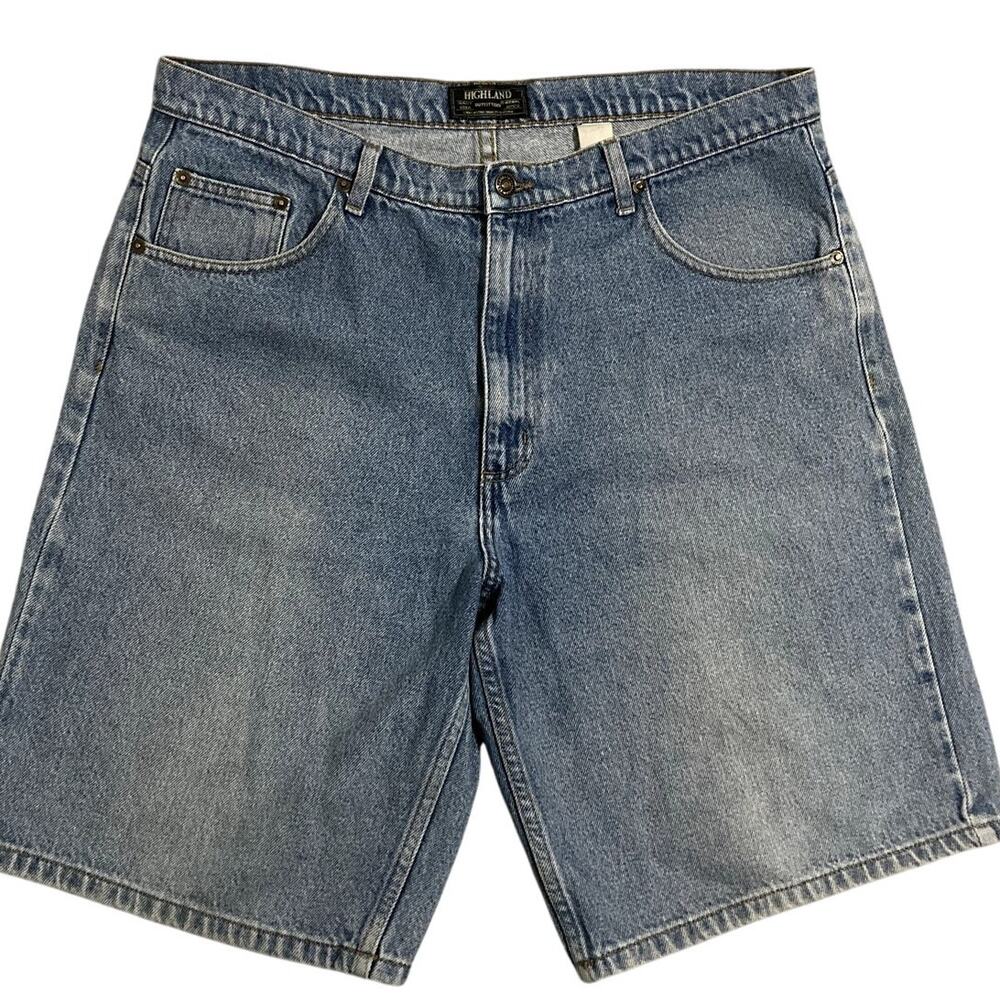 Highland Outfitters Vintage Jean Shorts Mens 36X10 Blue Fade Baggy Loose‎ Skate